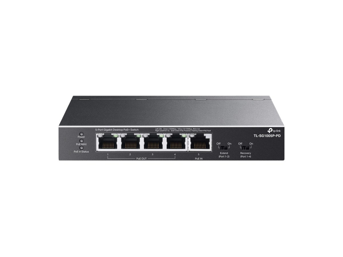 TP-LINK (商用) TL-SG1005P-PD 5埠 Gigabit 桌上型 PoE+ 交換器(含 1 埠 PoE++ 輸入及