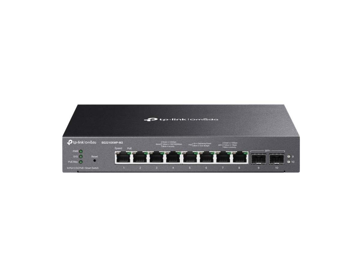 TP-LINK (商用) SG2210XMP-M2 Omada 8 埠 2.5GBASE-T 和 2 埠 10GE SFP+ 智慧型交換器