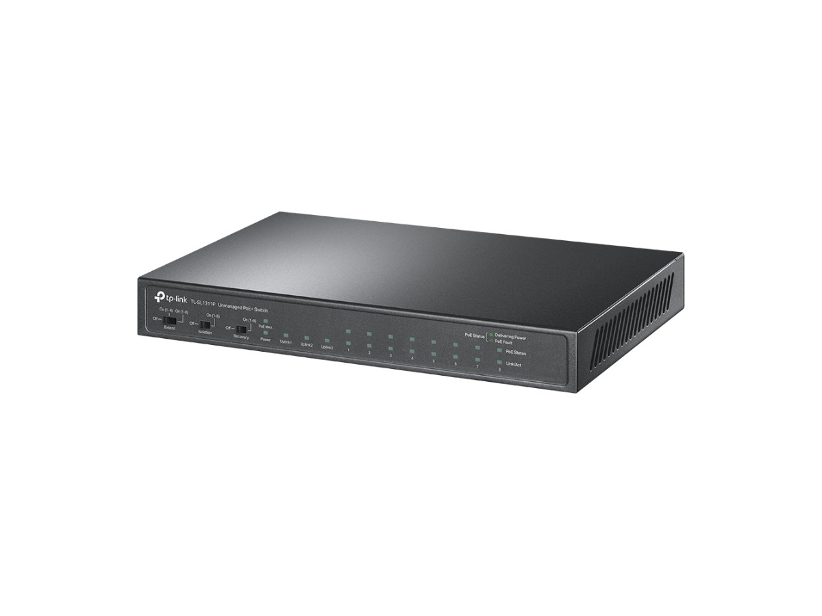 TP-LINK (商用) TL-SL1311P 8埠 10/100Mbps + 3埠 Gigabit 桌上型交換器(含8埠 PoE+)