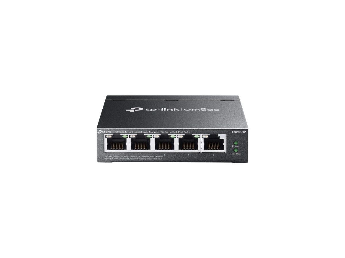 TP-LINK (商用) ES205GP 5 埠 Gigabit 簡易管理型交換器（含 4 埠 PoE+)