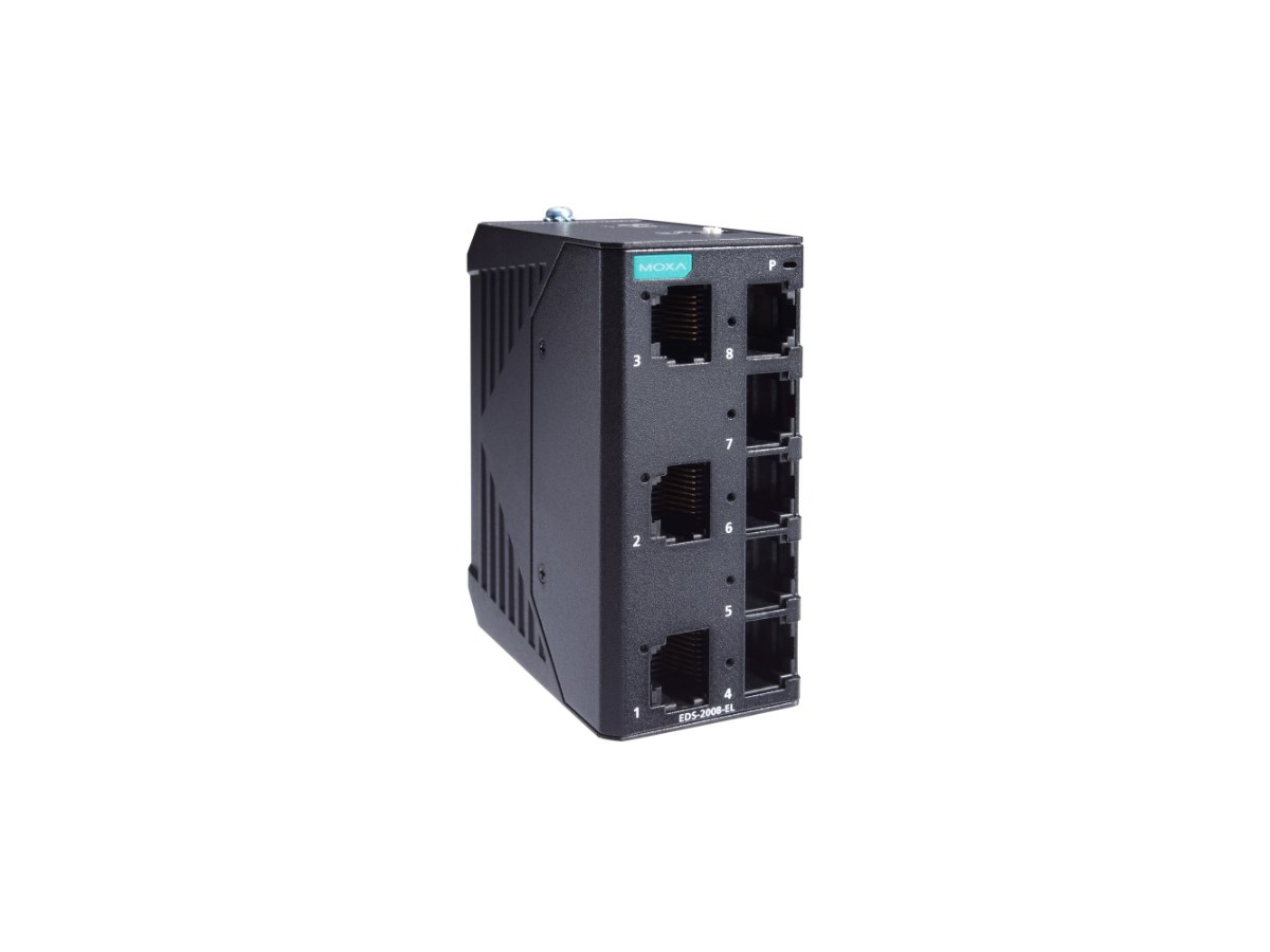 MOXA EDS-2008-EL-T 金屬外殼 8 埠入門級非網管 Ethernet 交換器 (-40度~75度)