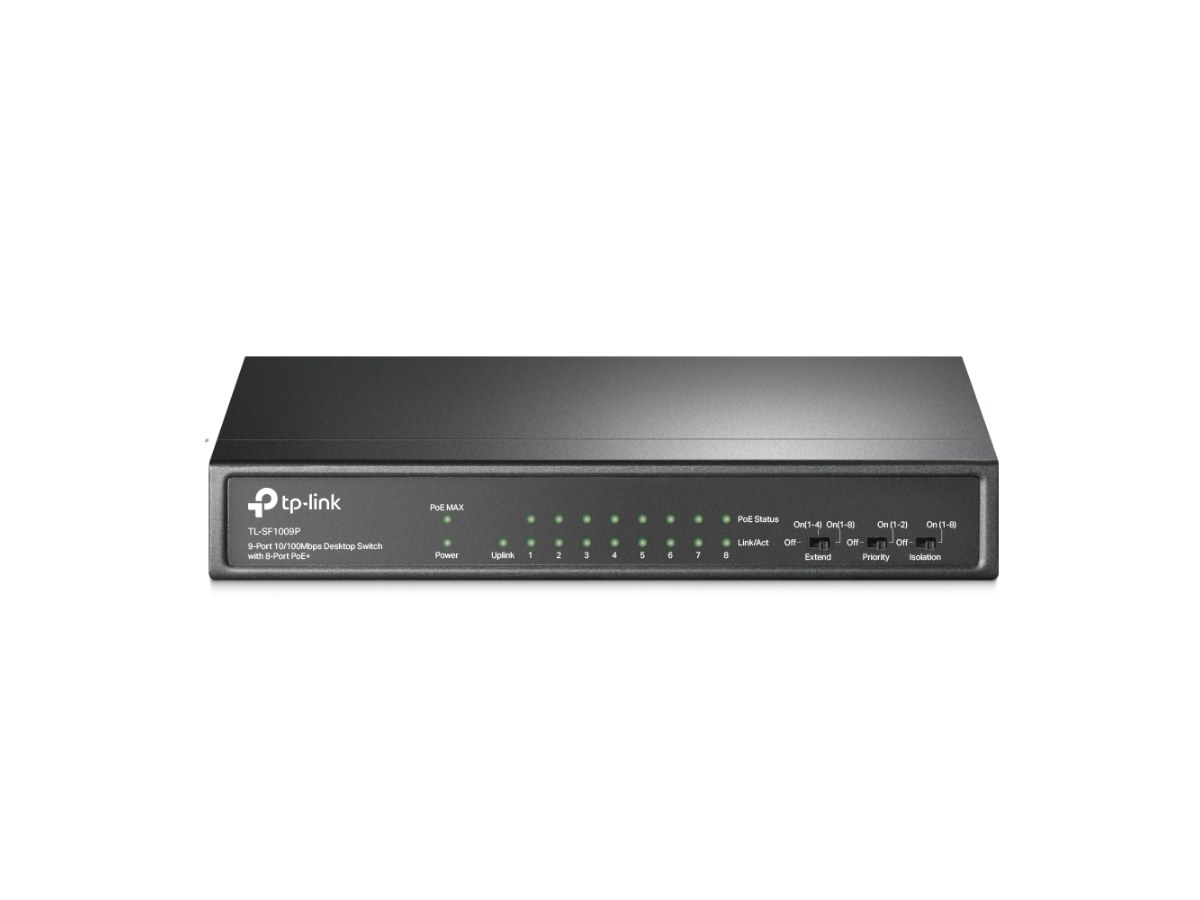 TP-LINK (商用) TL-SF1009P 9 埠 10/100Mbps 桌上型交換器(含 8 埠 PoE+)