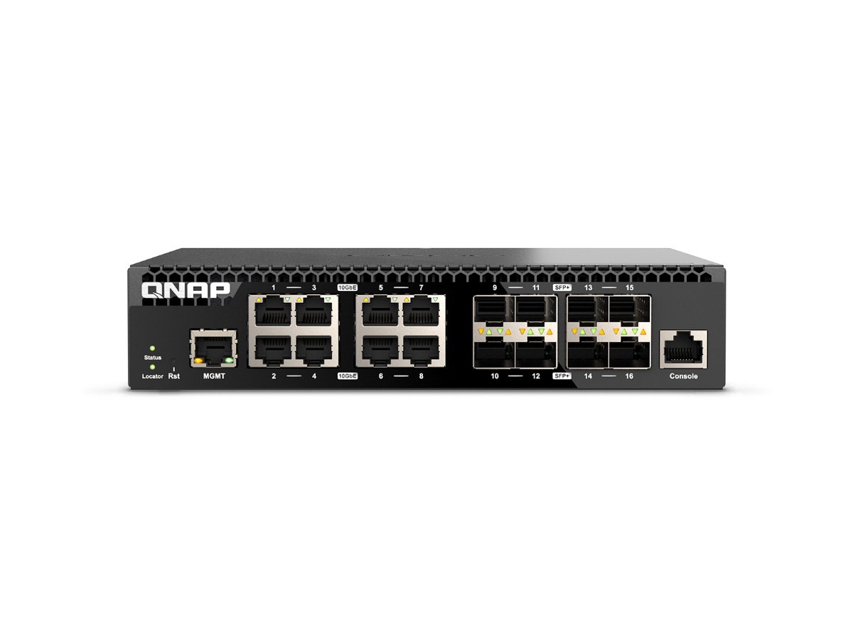 QSW-M3216R-8S8T 16埠 L2Web管理型 10GbE交換器( 可安裝二合一套件 擴充機架式)