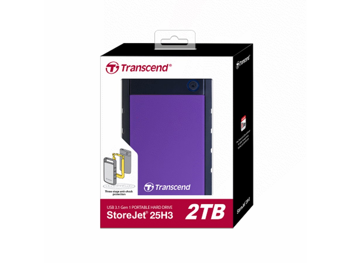 TRANSCEND StoreJet 25H3 2TB 紫色 2.5吋 USB 3.1 行動硬碟 TS2TSJ25H3P