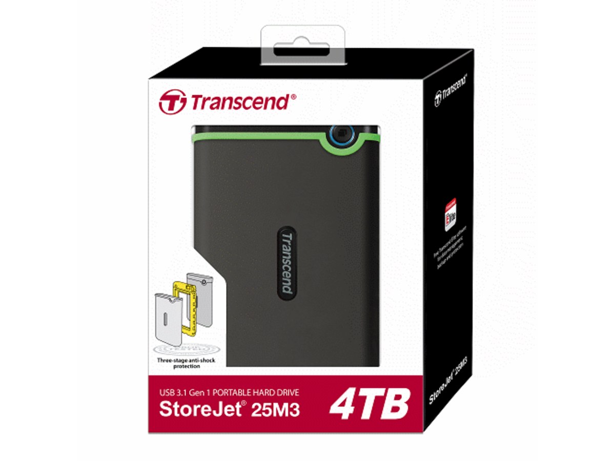 TRANSCEND StoreJet 25M3 4TB 2.5吋 USB 3.1 行動硬碟 TS4TSJ25M3S