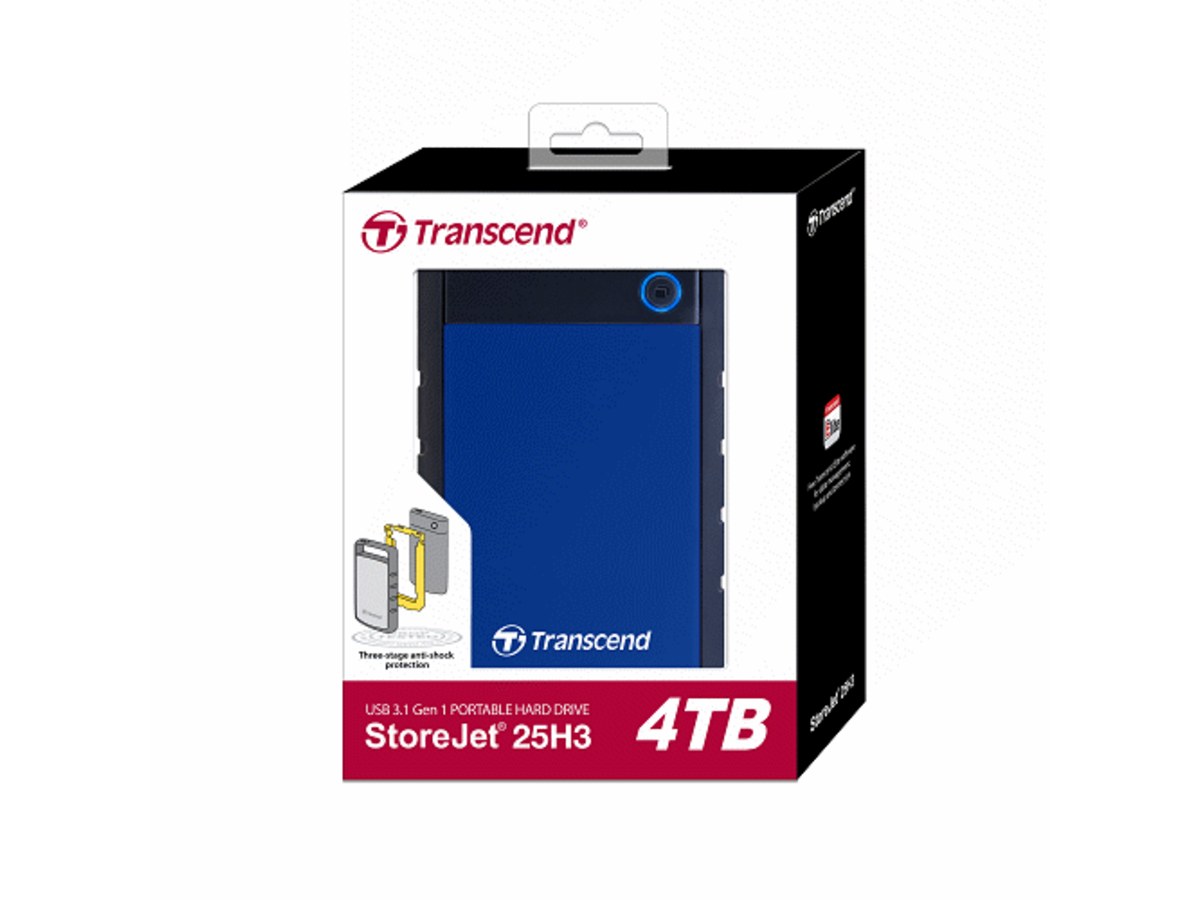 TRANSCEND StoreJet 25H3 4TB 藍色 2.5吋 USB 3.1 行動硬碟 TS4TSJ25H3B