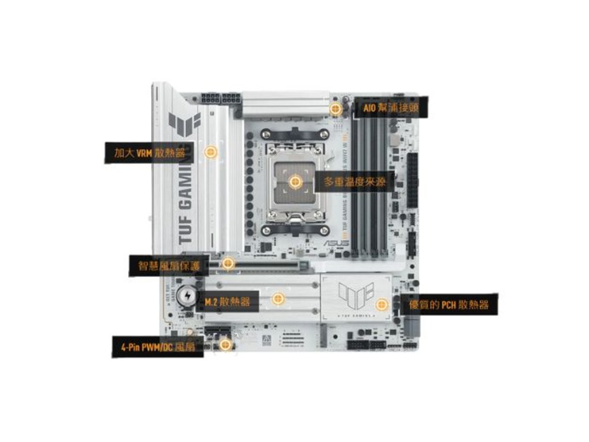 ASUS TUF Gaming B850M-PLUS WiFi7 白色 AMD B850 AM5 電競主機板 TUF-GAMING-B850M-PLUS-WIFI7-W