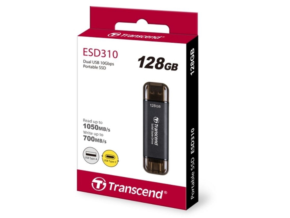TRANSCEND ESD310 128GB 黑色 USB 10Gbps 雙接頭 行動固態硬碟 TS128GESD310C