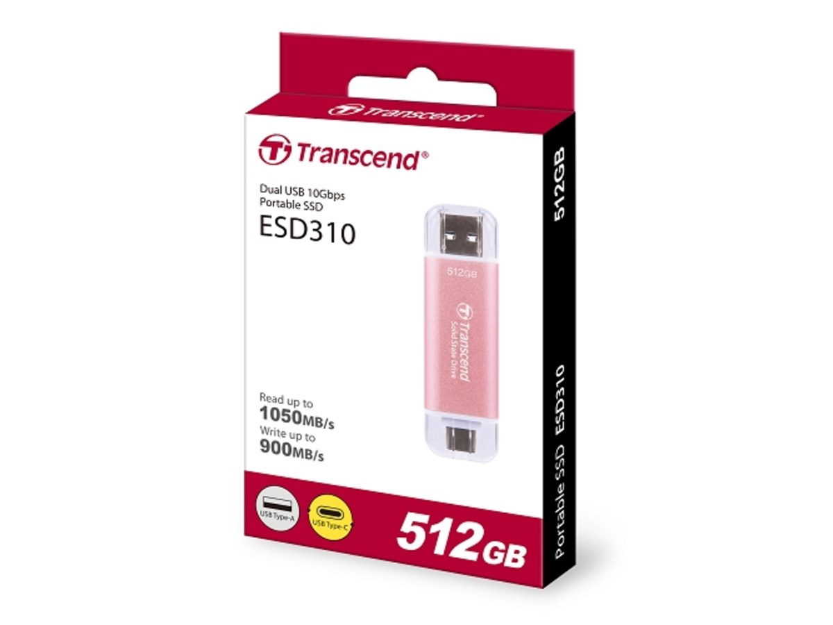 TRANSCEND ESD310 512GB 粉紅色 USB 10Gbps 雙接頭 行動固態硬碟 TS512GESD310P