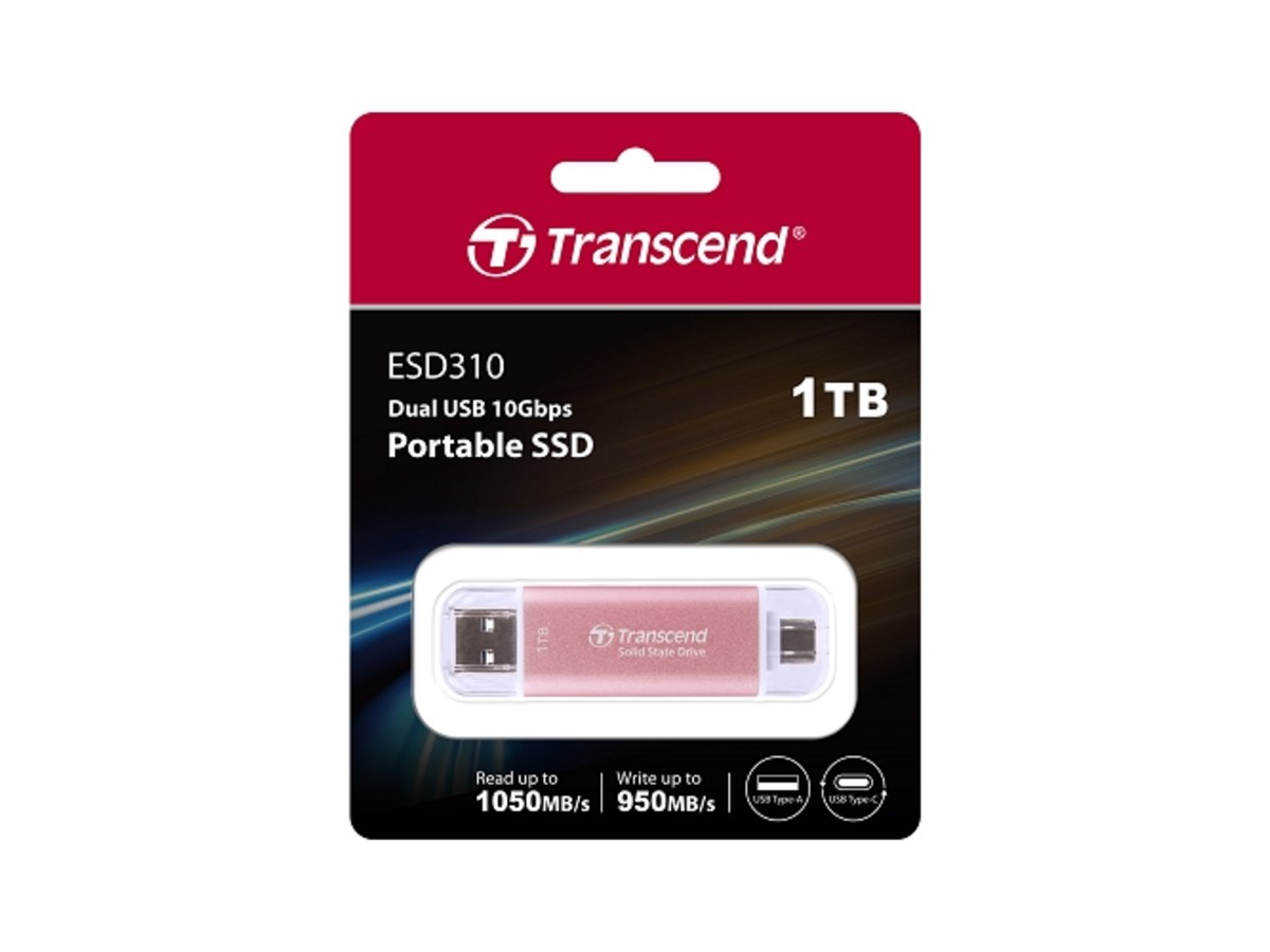 TRANSCEND ESD310 1TB 粉紅色 USB 10Gbps 雙接頭 行動固態硬碟 TS1TESD310P