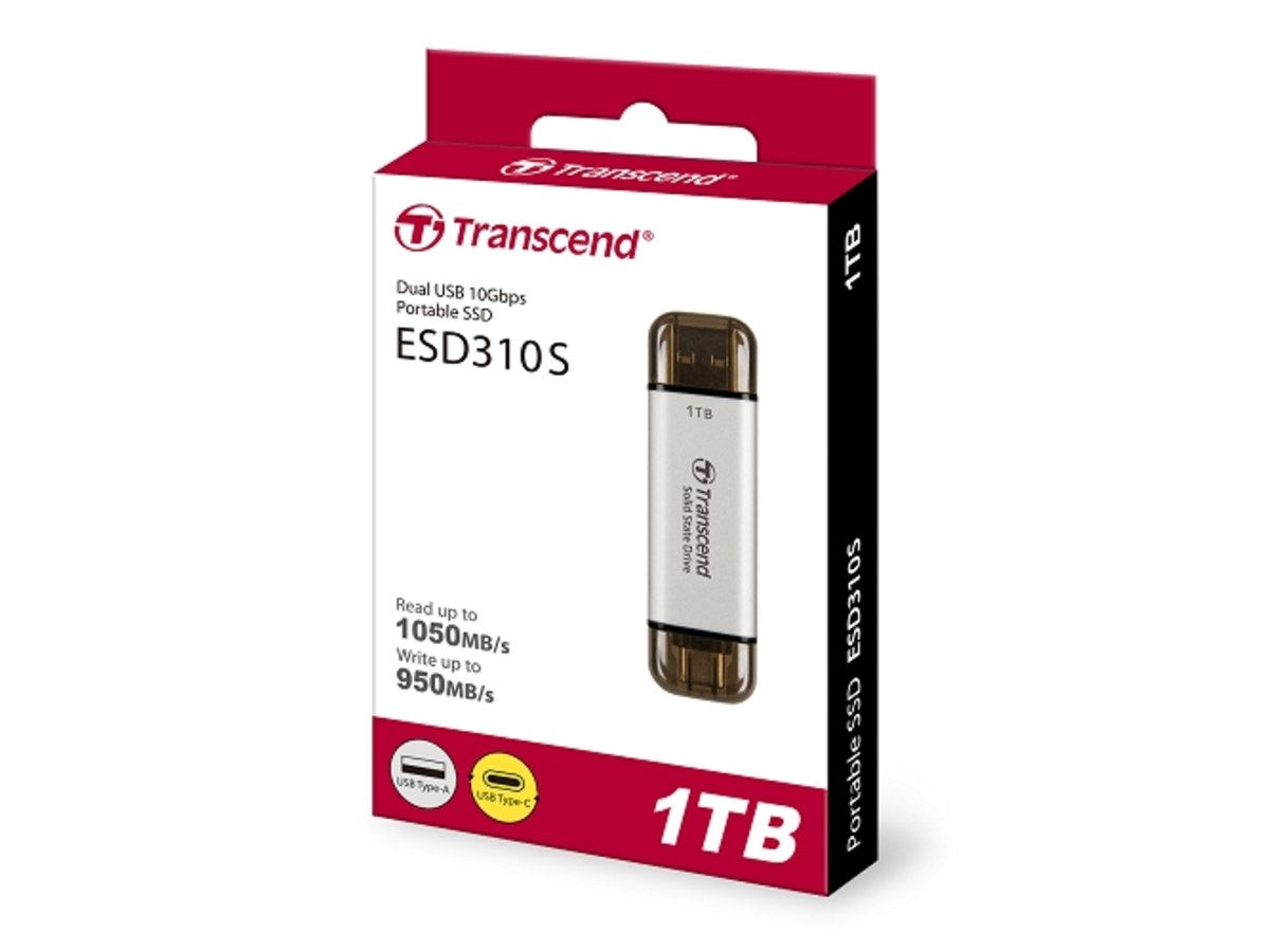 TRANSCEND ESD310 1TB 銀色 USB 10Gbps 雙接頭 行動固態硬碟 TS1TESD310S