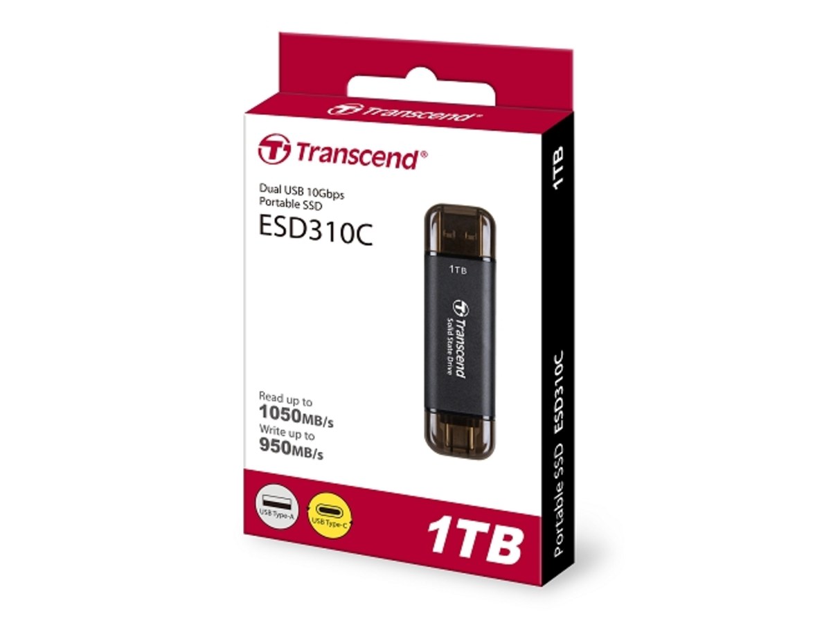 TRANSCEND ESD310 1TB 黑色 USB 10Gbps 雙接頭 行動固態硬碟 TS1TESD310C