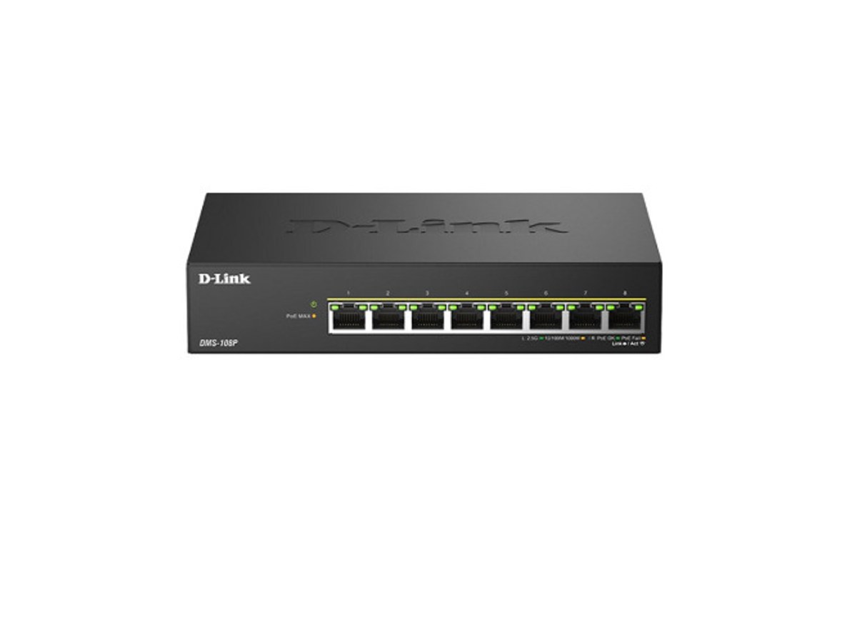 D-Link 8埠2.5GbE PoE無網管網路交換器 DMS-108P
