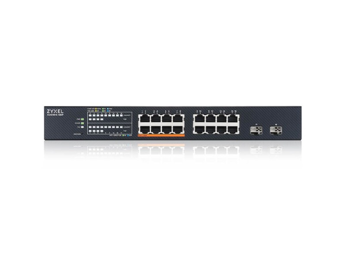 Zyxel XMG1915-18EP 16埠2.5G+2埠10G SFP+ 180W PoE網管交換器 XMG1915-18EP-MIC