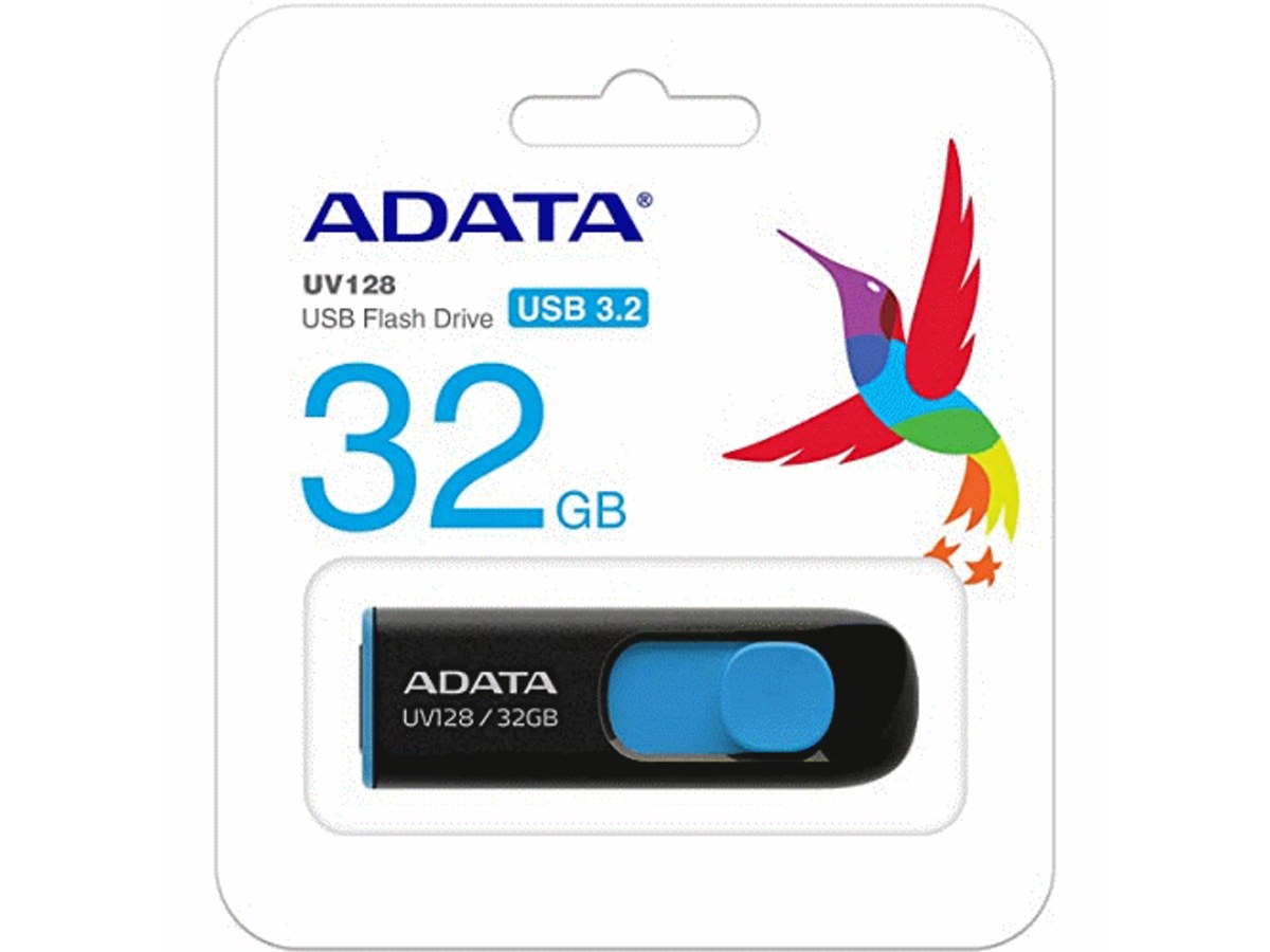 ADATA UV128 32GB USB 3.2 隨身碟 黑藍 AUV128-32G-RBE