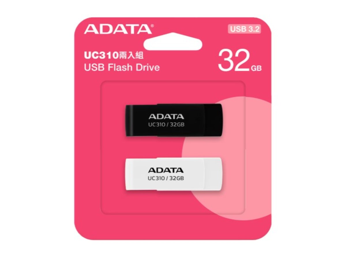 ADATA UC310 32GB USB 3.2 雙入組旋轉式隨身碟 黑色與白色 UC310-32G-DRBKWH